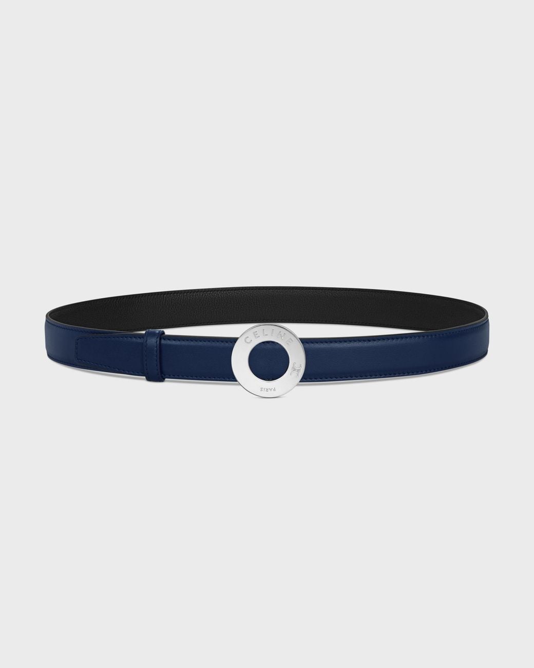 Céline Blue 25Mm Double-Sided Leather Belt With Disc Buckle