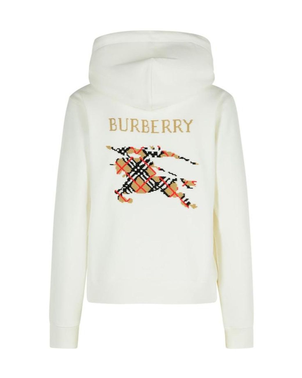 Burberry White Ekd Embroidered Drawstring Hoodie