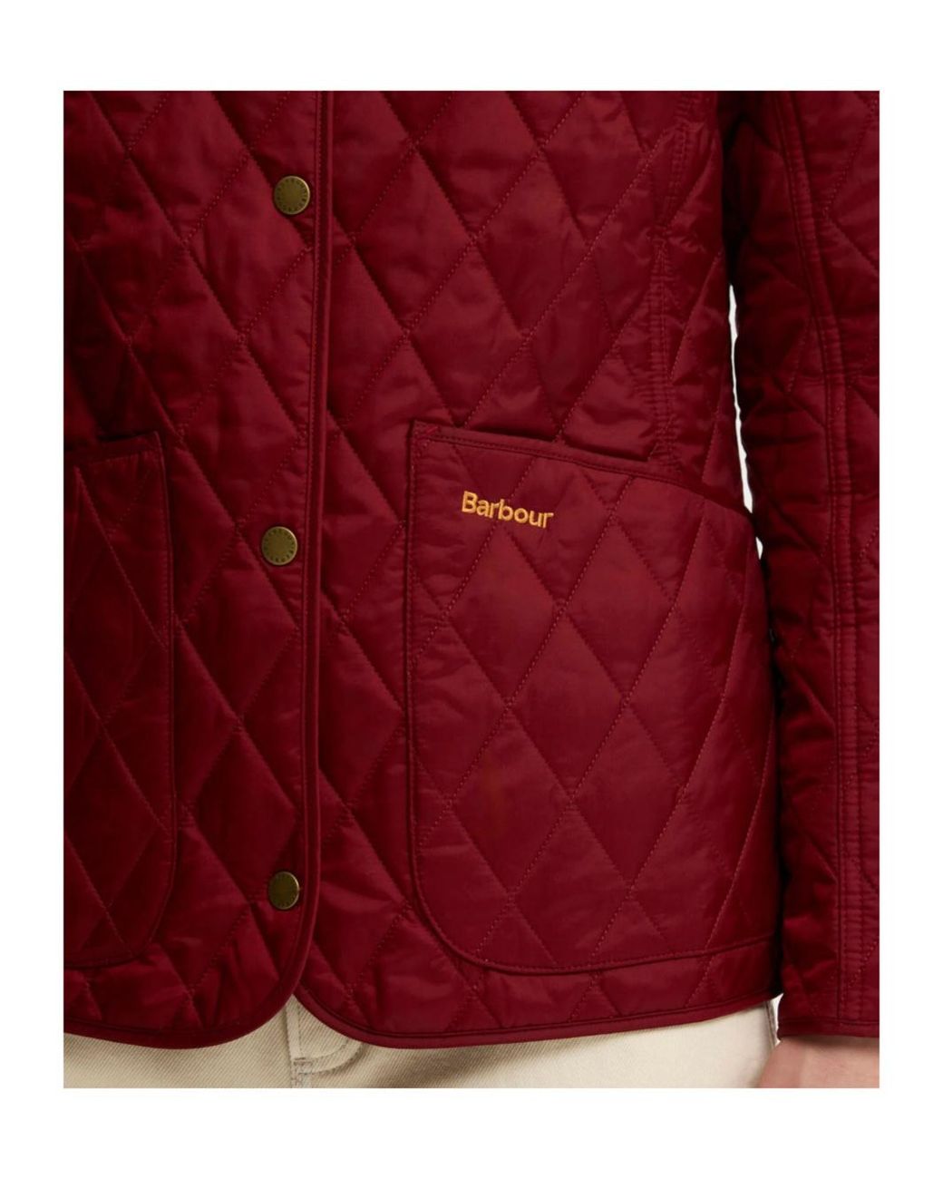 Barbour Red Annandale Quilted Corduroy-Collar Jacket