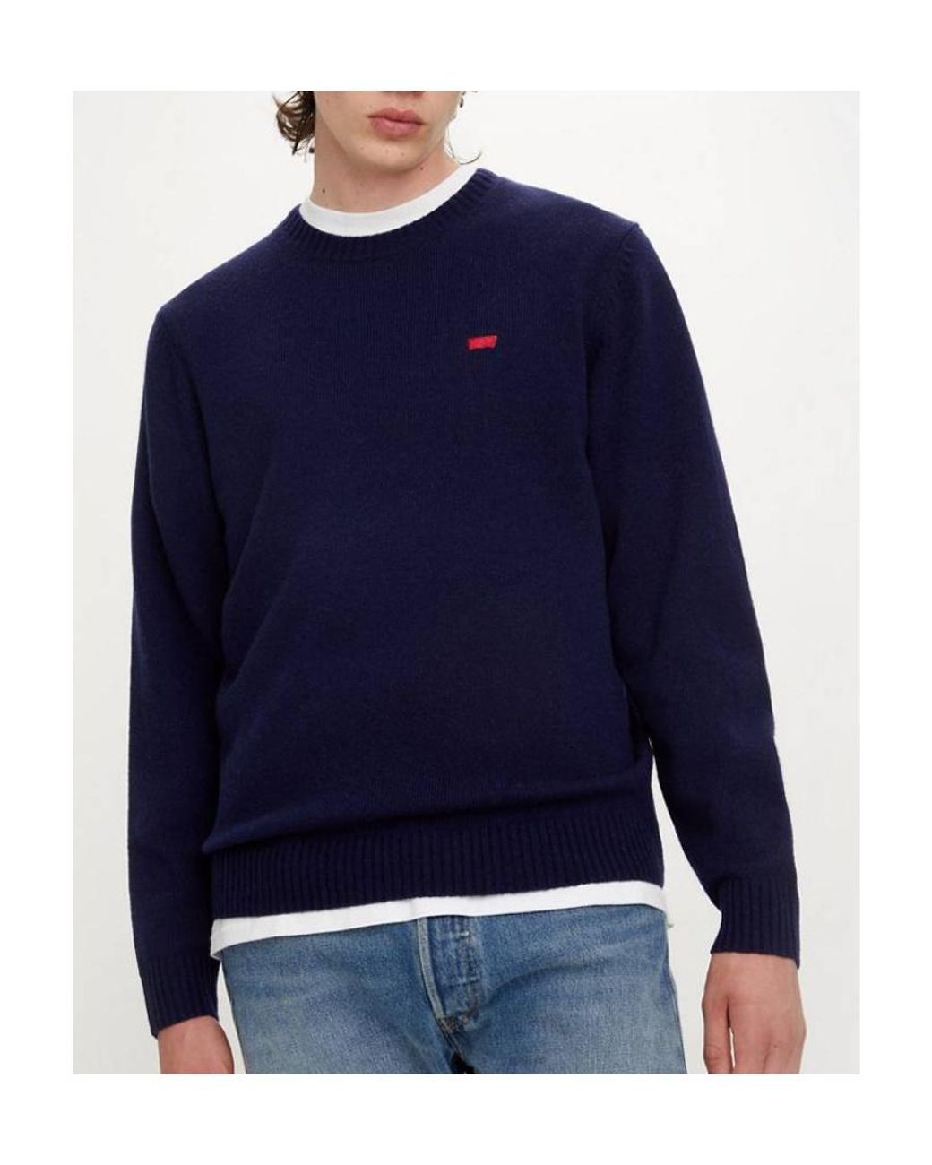 Levi's Blue Long-Sleeved Round Neck Sweater for men