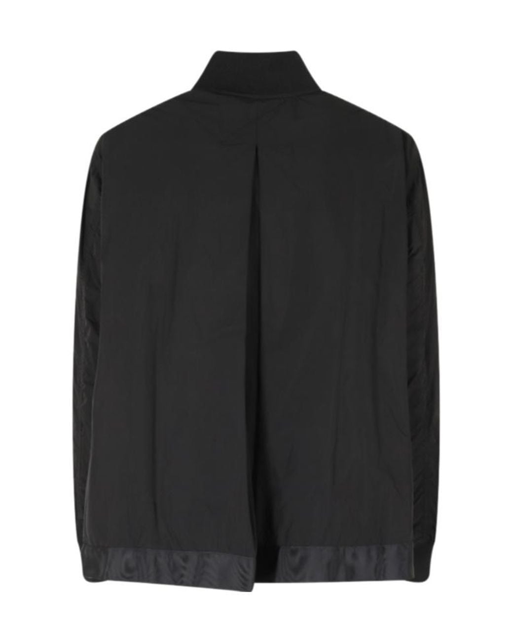 Semicouture Black Ada Zip-Up Pleated Bomber Jacket