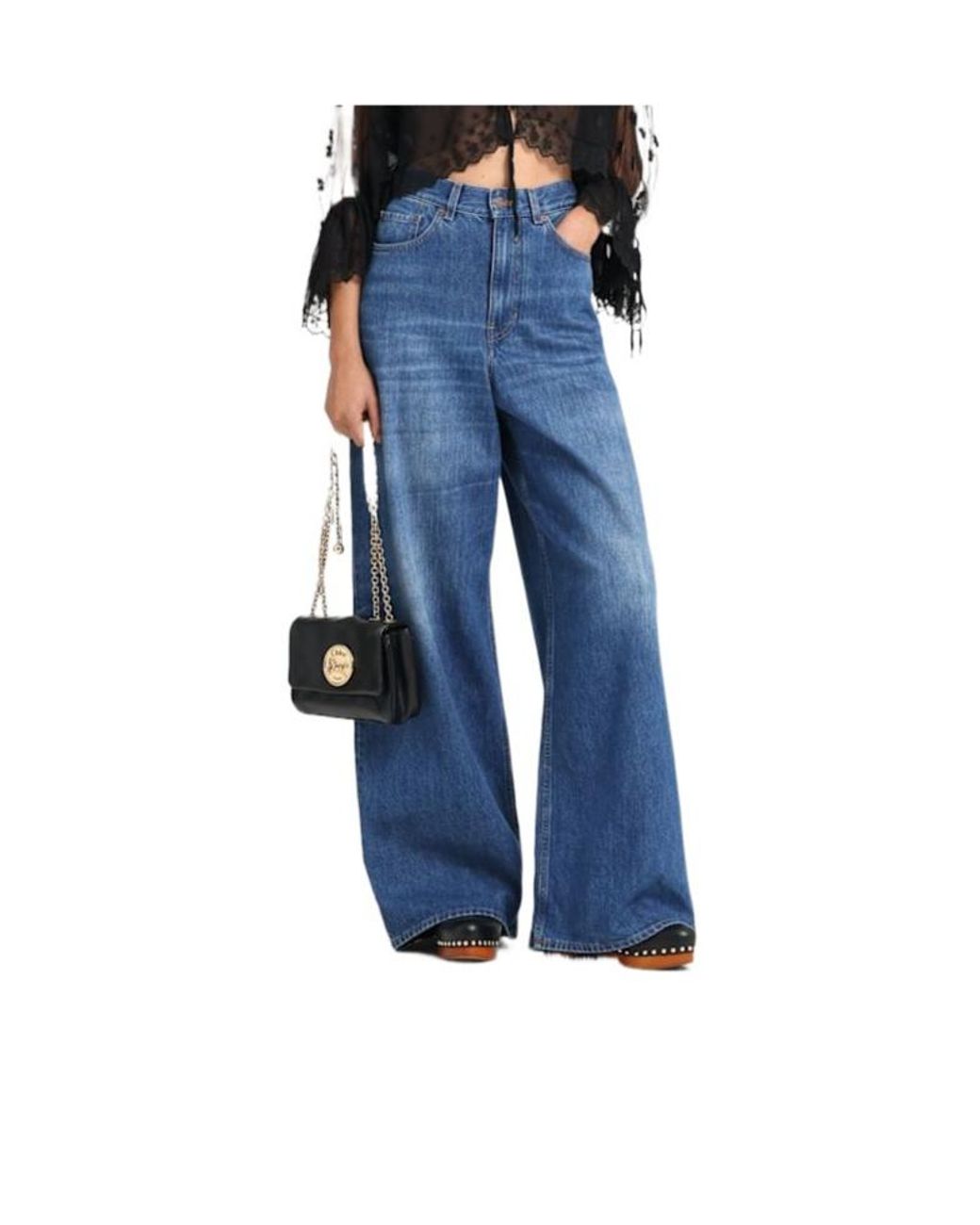 Chloé Blue 50Mm Jeannette Leather Clogs