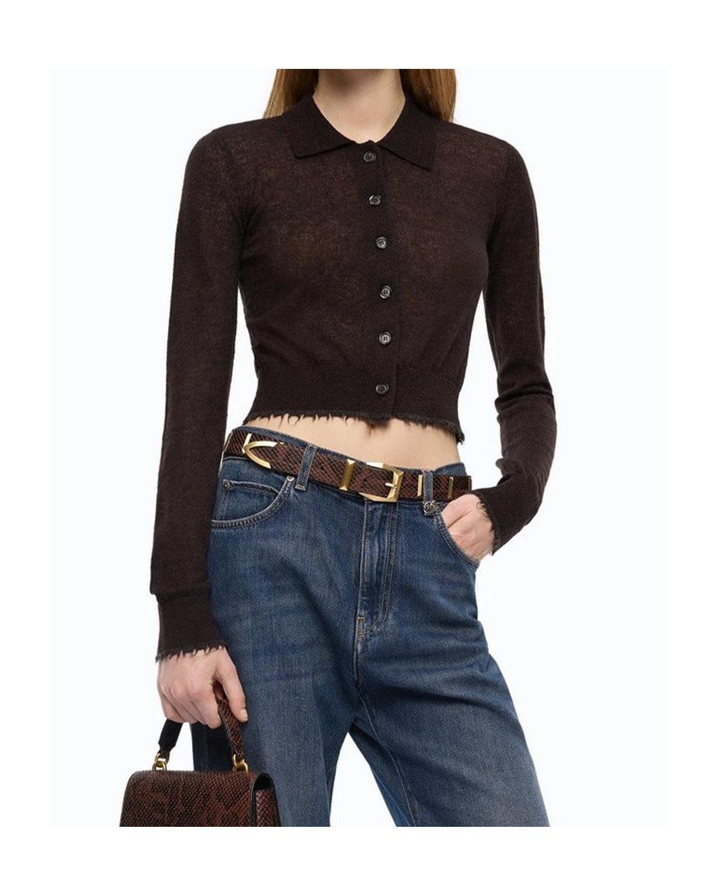 Pinko Brown ボタンアップ フィットカーディガン