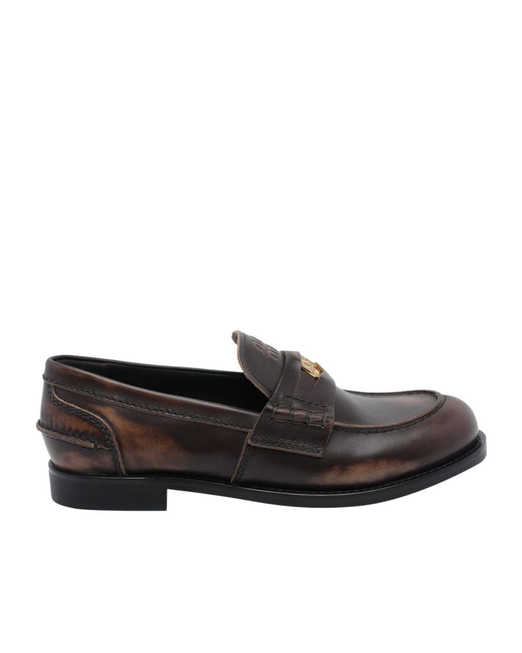 Miu Miu Black Round-Toe Loafers