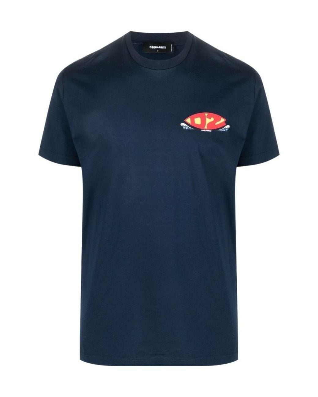DSquared² Blue Logo-Print Cotton T-Shirt for men