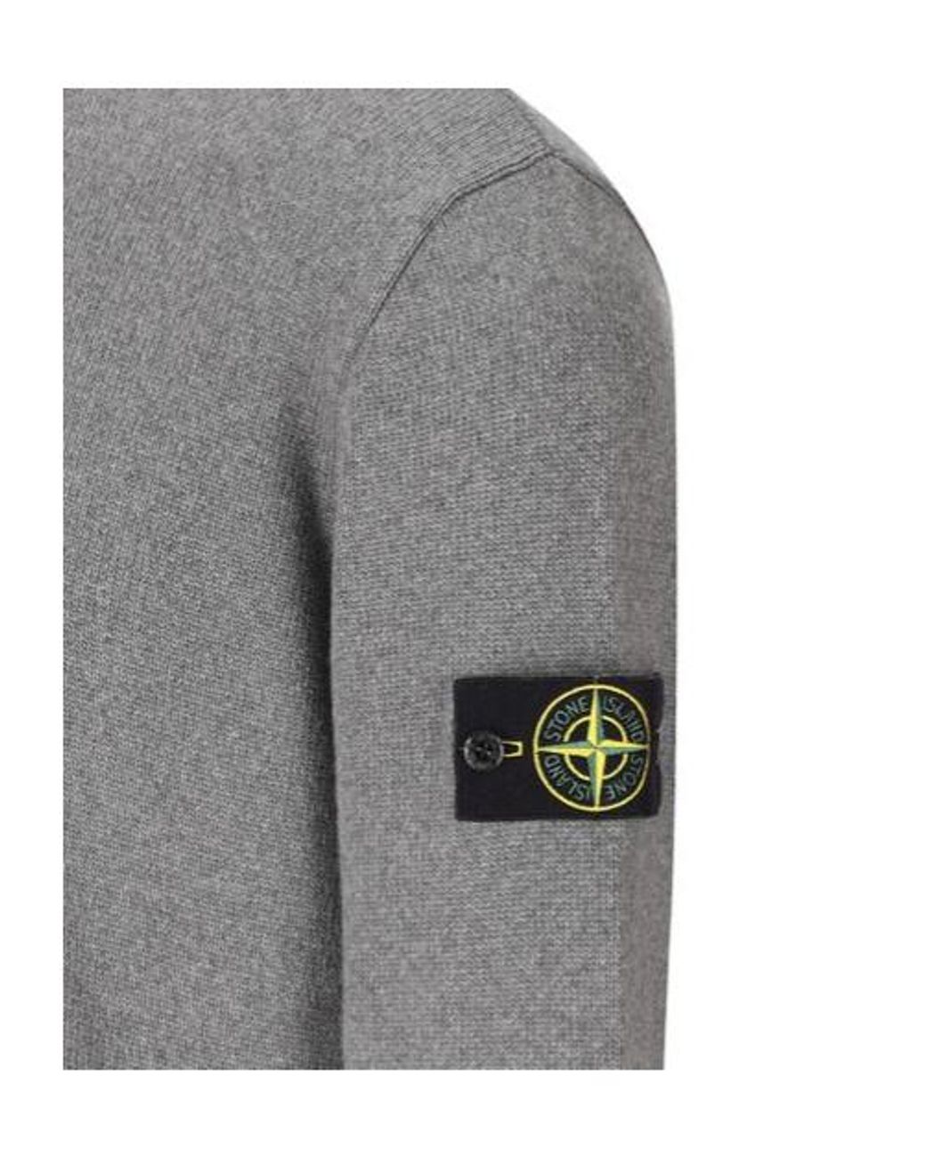 Stone Island Gray Logo Patch Crewneck Jumper for men