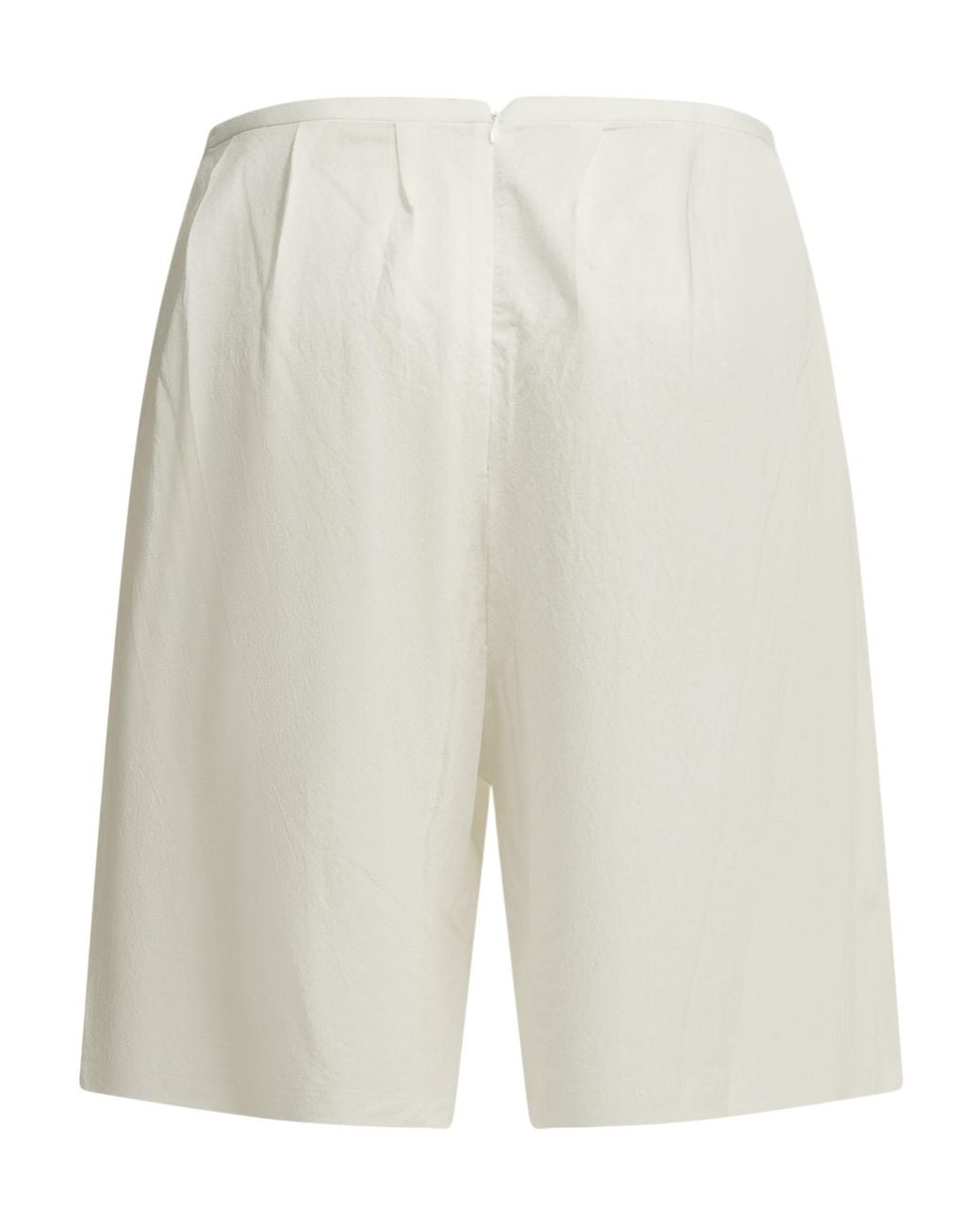 Khaite White Poppy Pleated Knee-Length Shorts