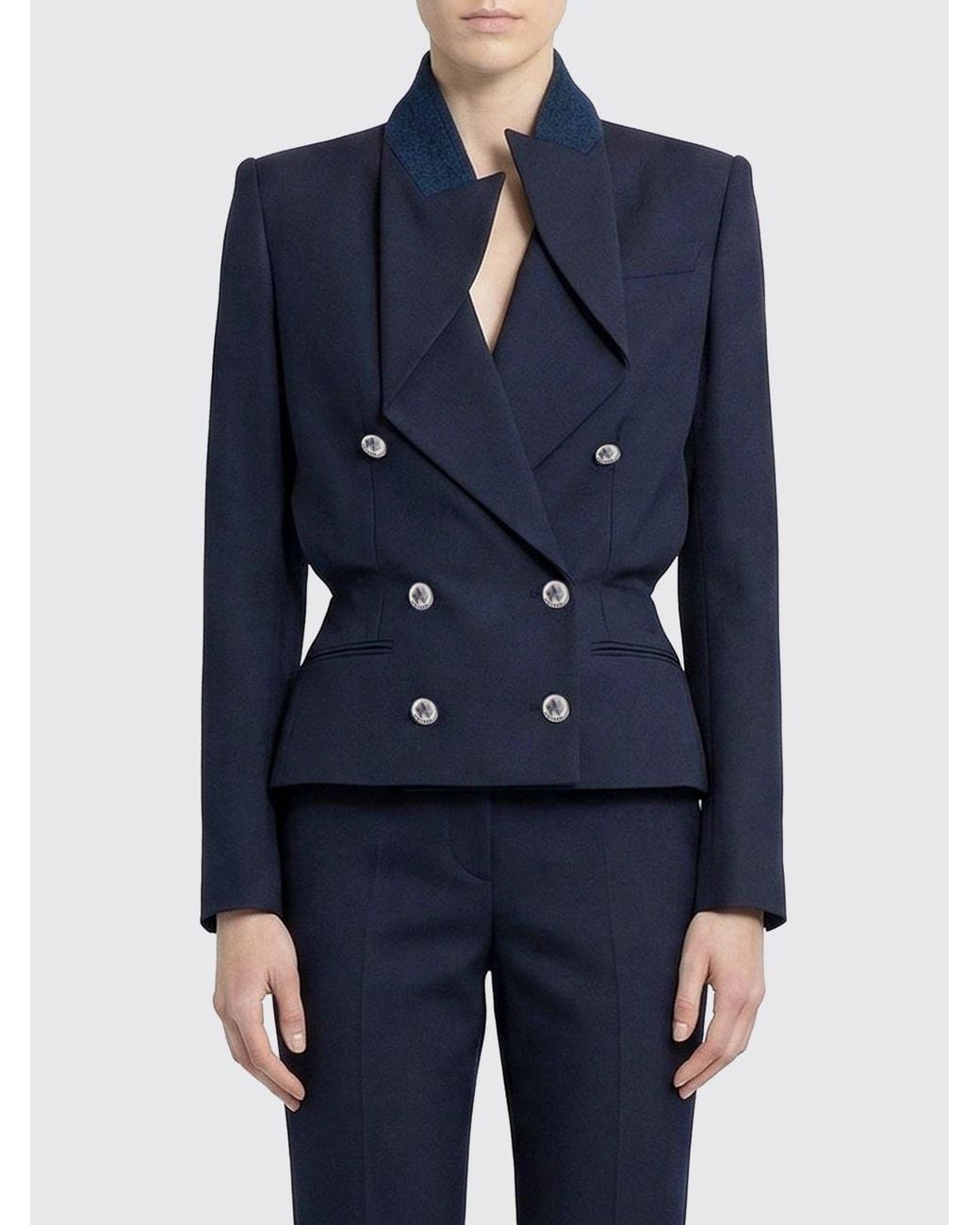 McQueen Black Double-Breasted Fitted Blazer