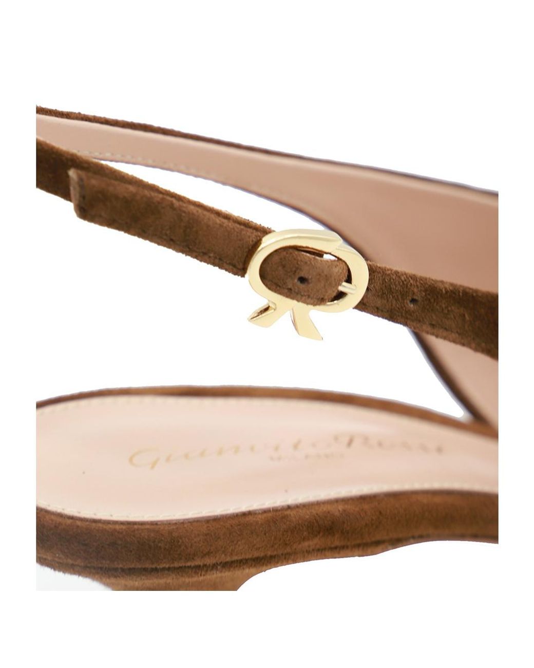 Gianvito Rossi Brown Robbie Kitten Heel Slingback Pumps