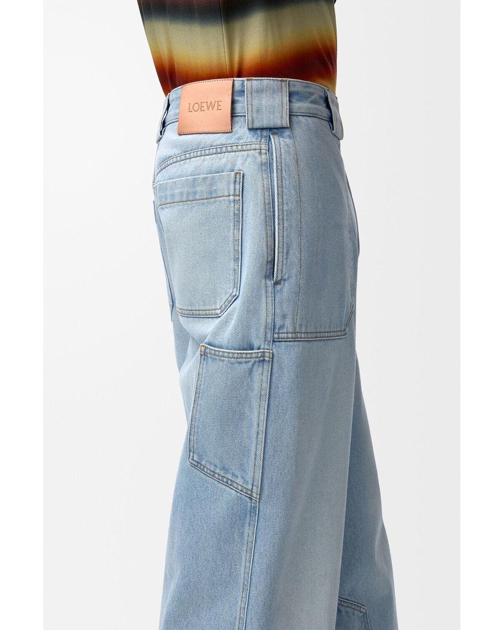 Loewe Blue Washed-Effect Panelled Jeans for men