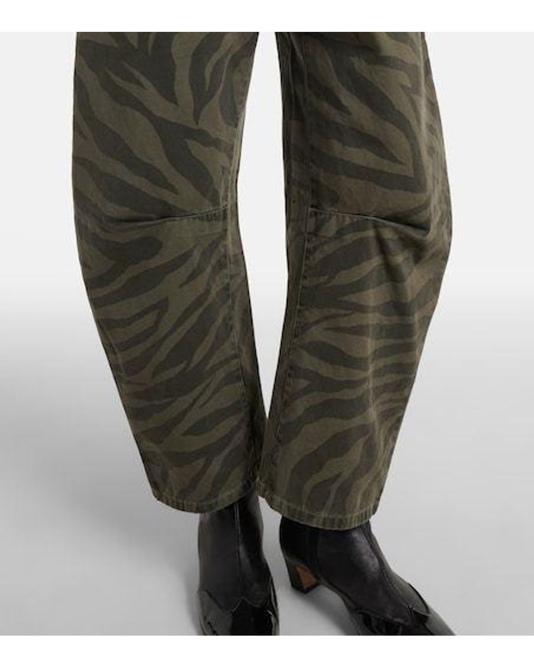 Nili Lotan Green Camouflage Zebra Print Jeans
