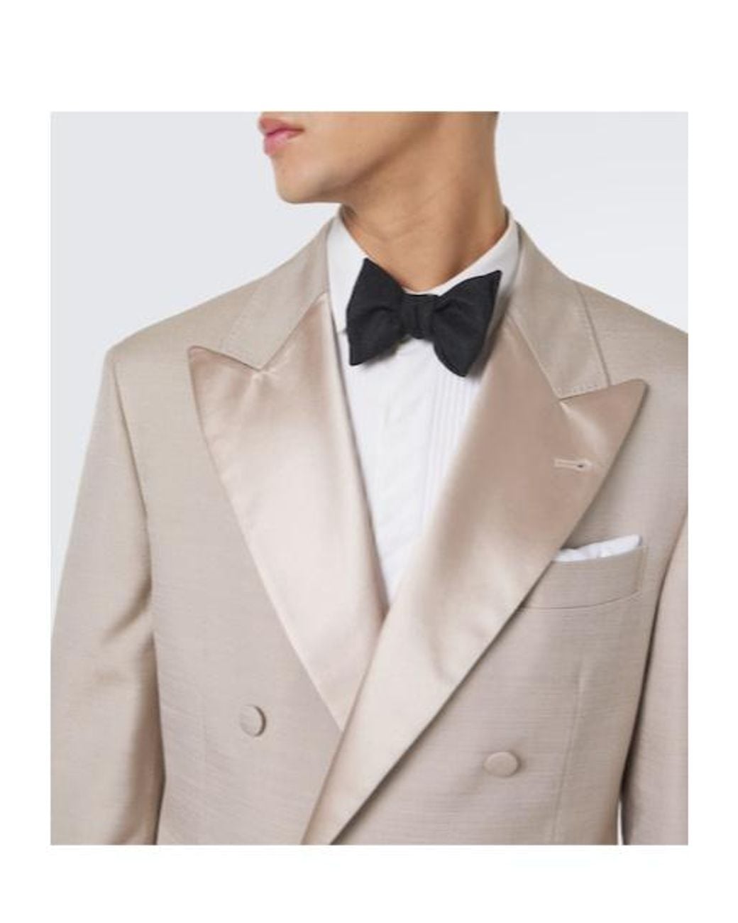 Brunello Cucinelli Natural Patent Lapel Double-Breasted Blazer for men