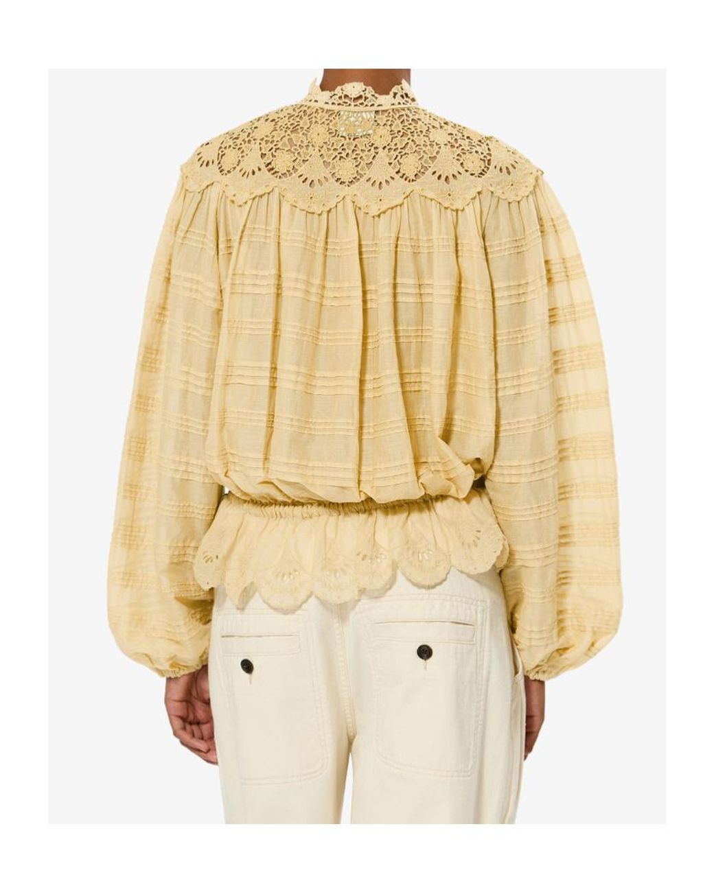 Isabel Marant Natural Polly Cotton And Floral Lace Blous