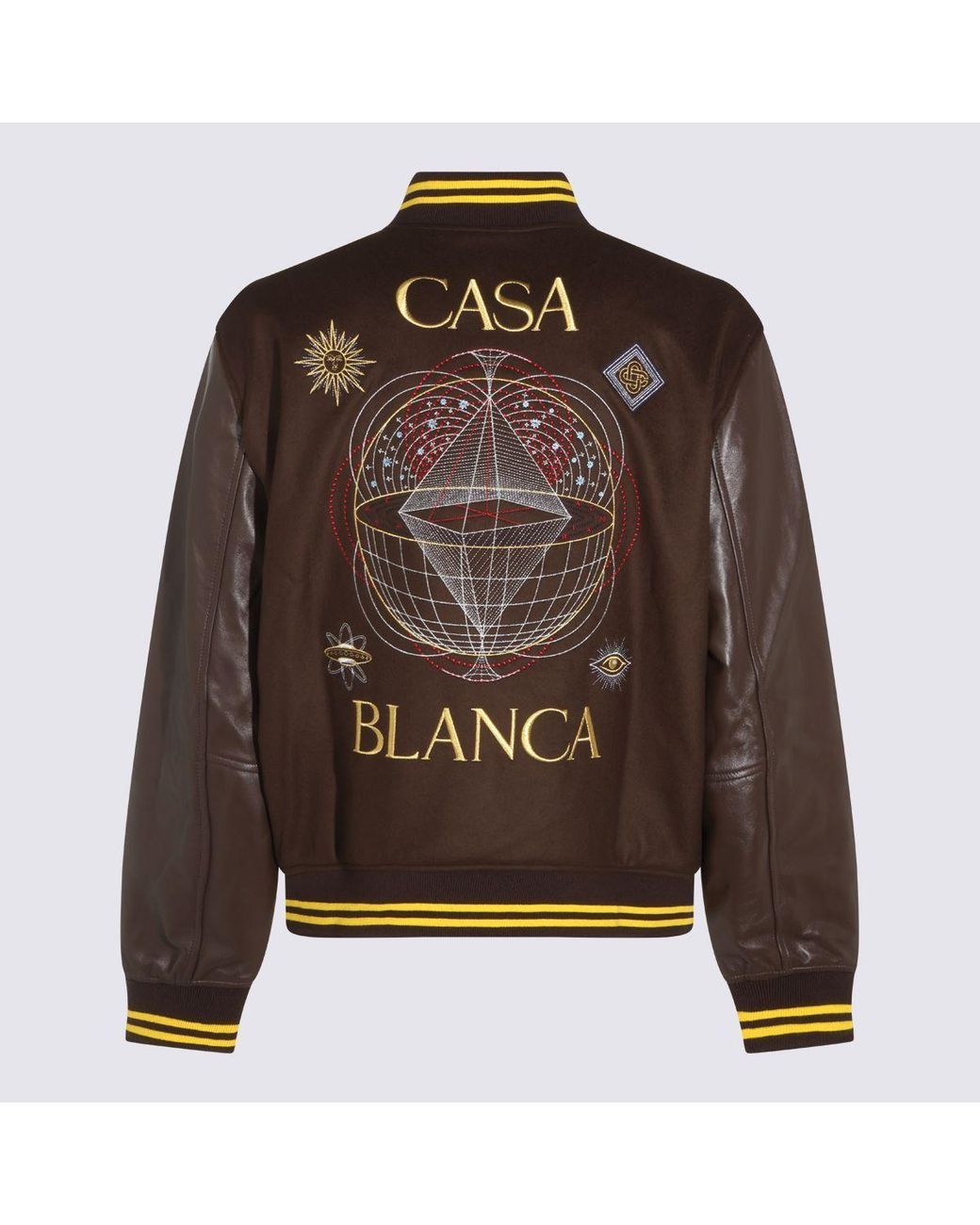 Casablanca Brown Embroidered Varsity Jacket for men