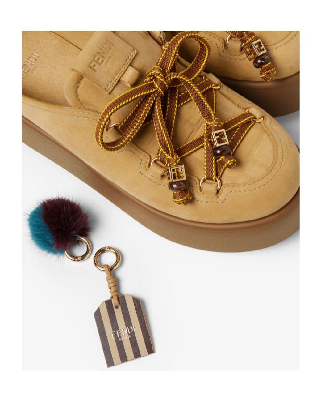 Fendi Brown Lace Detailed Slip-On Clogs