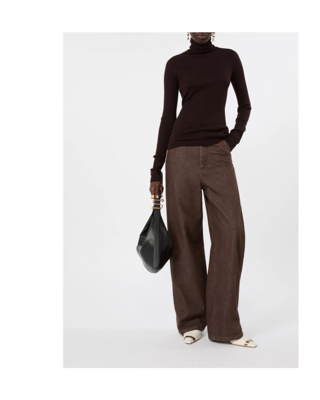 Sportmax Black Spxcentro Ribbed Turtleneck Knitted Top
