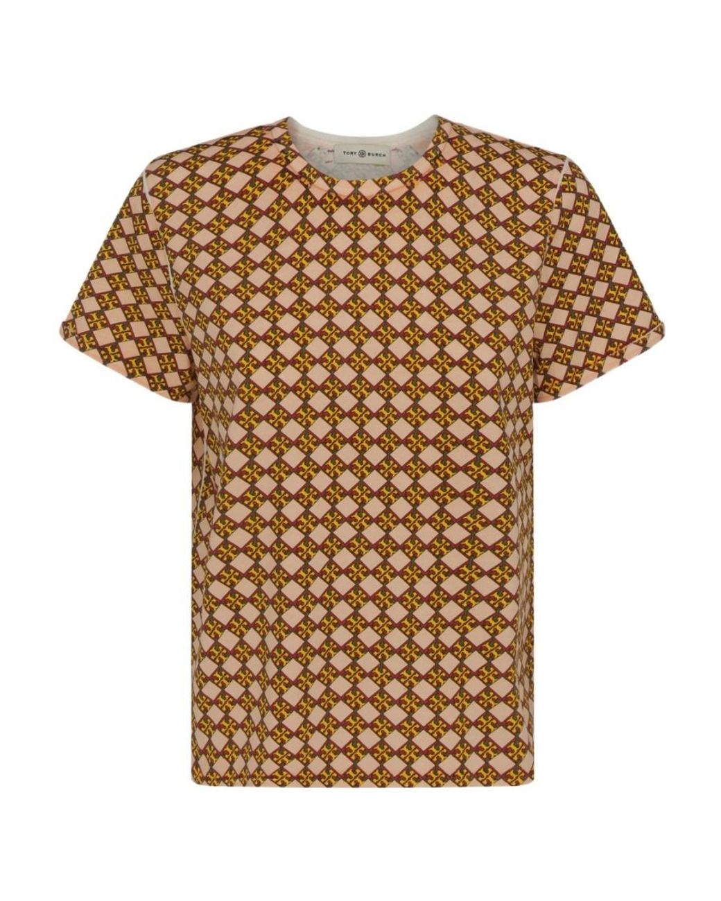 Tory Burch Natural Monogram Print Crewneck T-Shirt