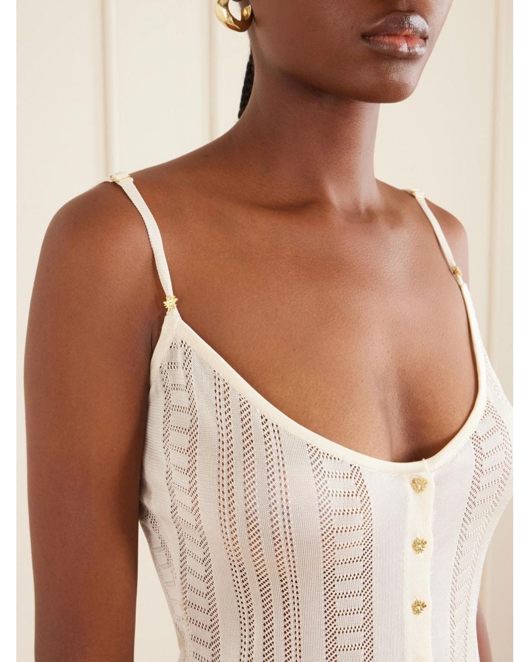 Donde Esteban White Guayabera Knitted Mini Dress