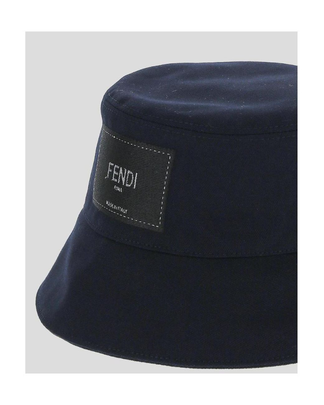 Fendi Blue Roma Logo Patch Bucket Hat for men