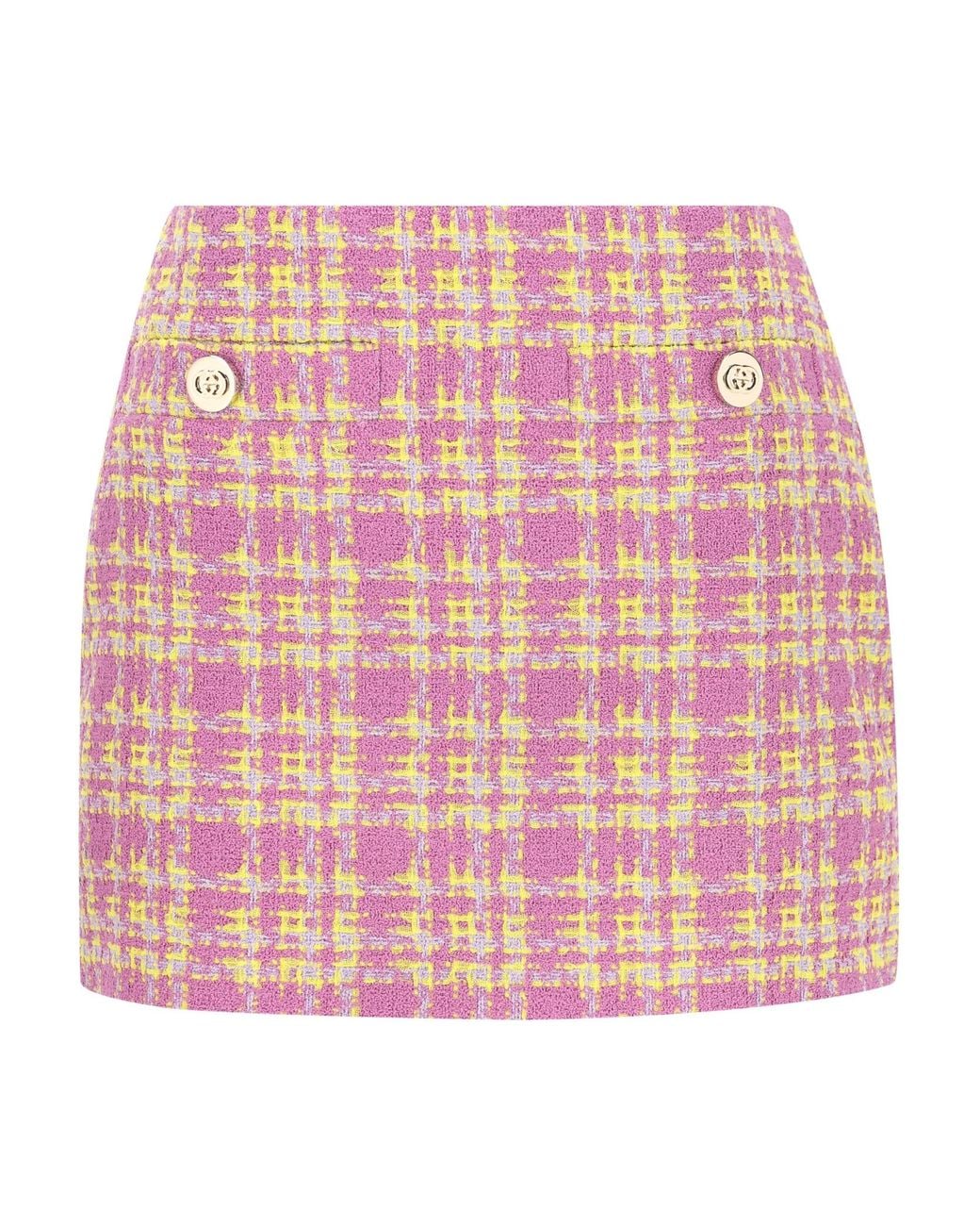 Gucci Pink Tweed Button Detailed Skirt