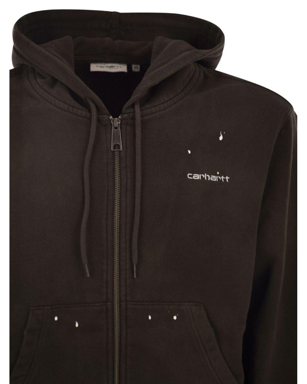 Carhartt Brown Paint-Splatter Zip-Up Hoodie for men