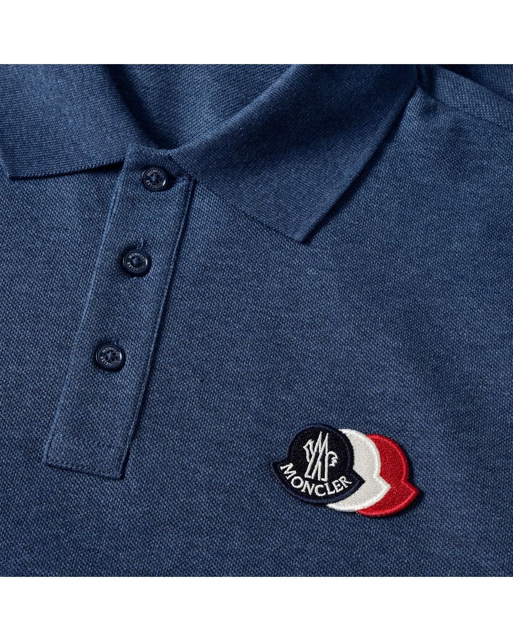 Moncler Blue Short Sleeve Polo Shirt for men