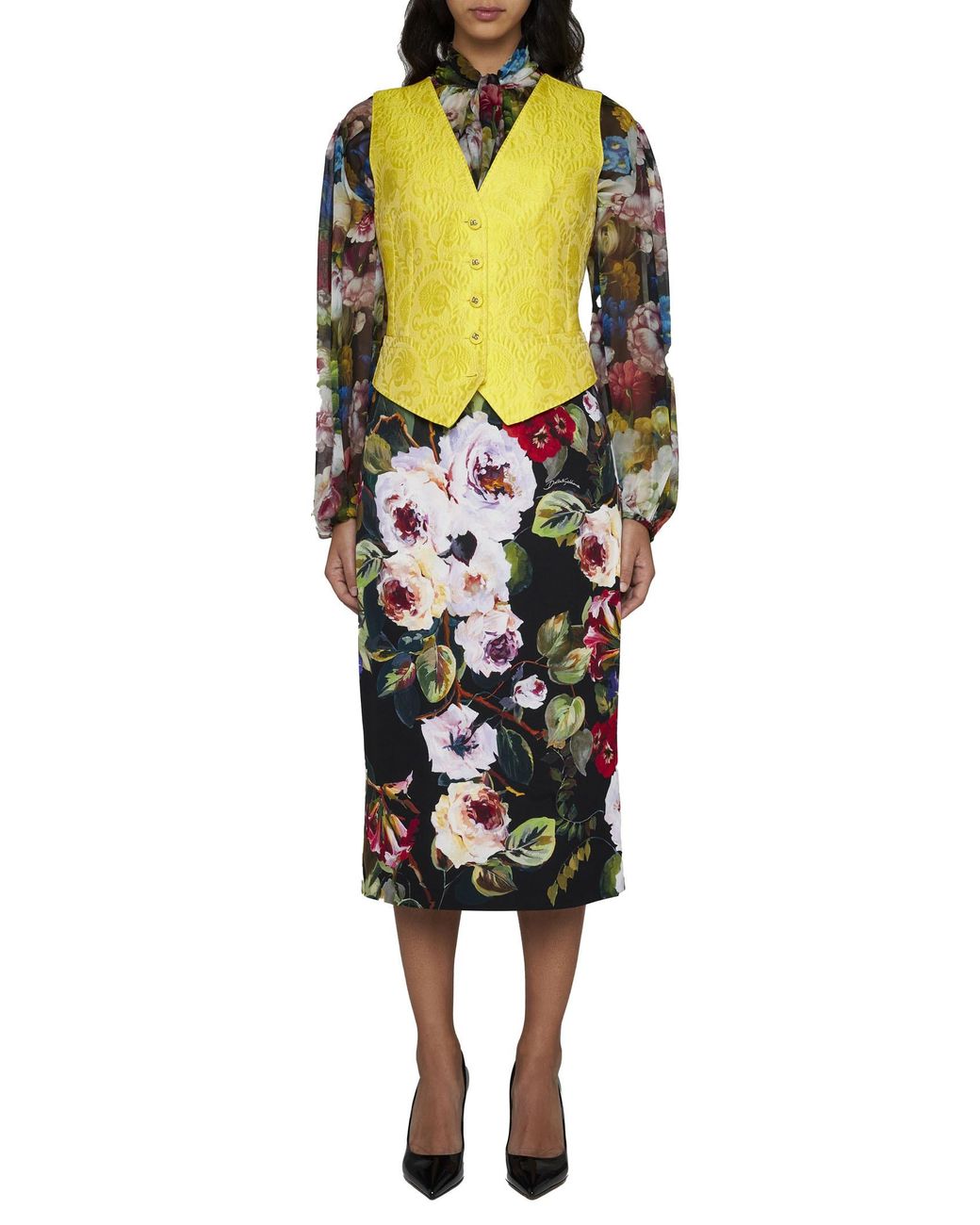 Dolce & Gabbana Yellow Jacquard Cotton-Blend Waistcoat