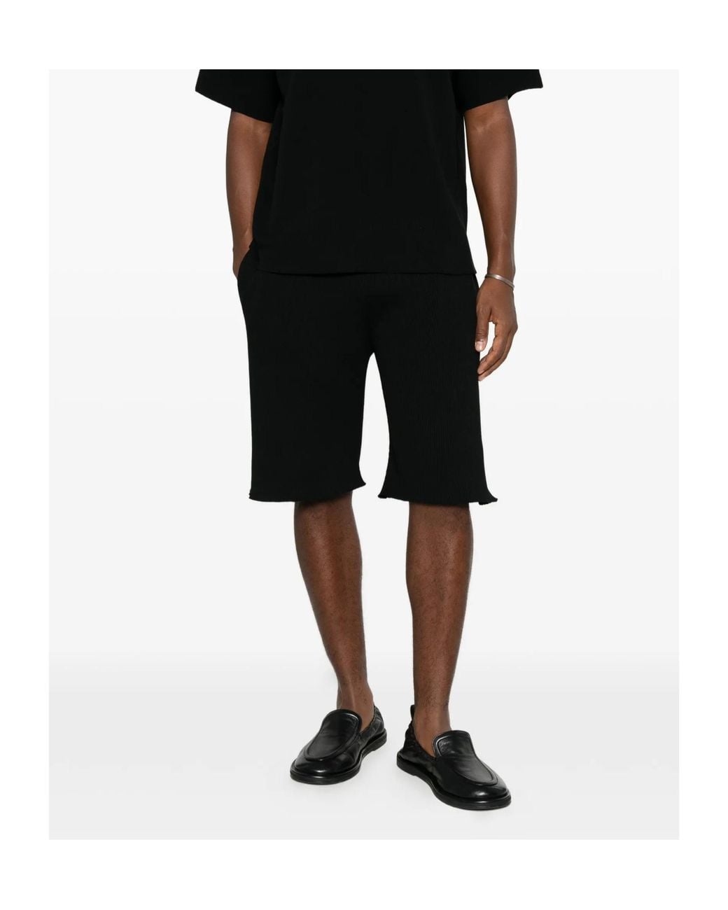 Homme Plissé Issey Miyake Black Pocket Pleated Shorts for men