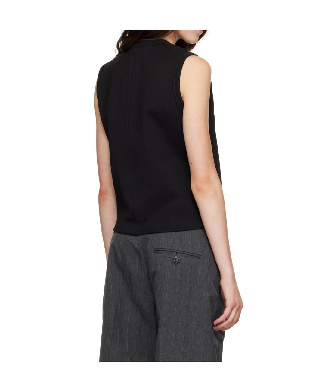 Flore Flore Black Button-Front Sleeveless Vest