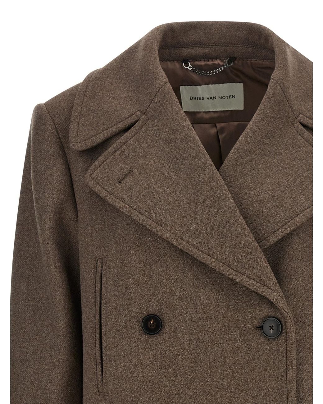 Dries Van Noten Brown Double-Breasted Coat