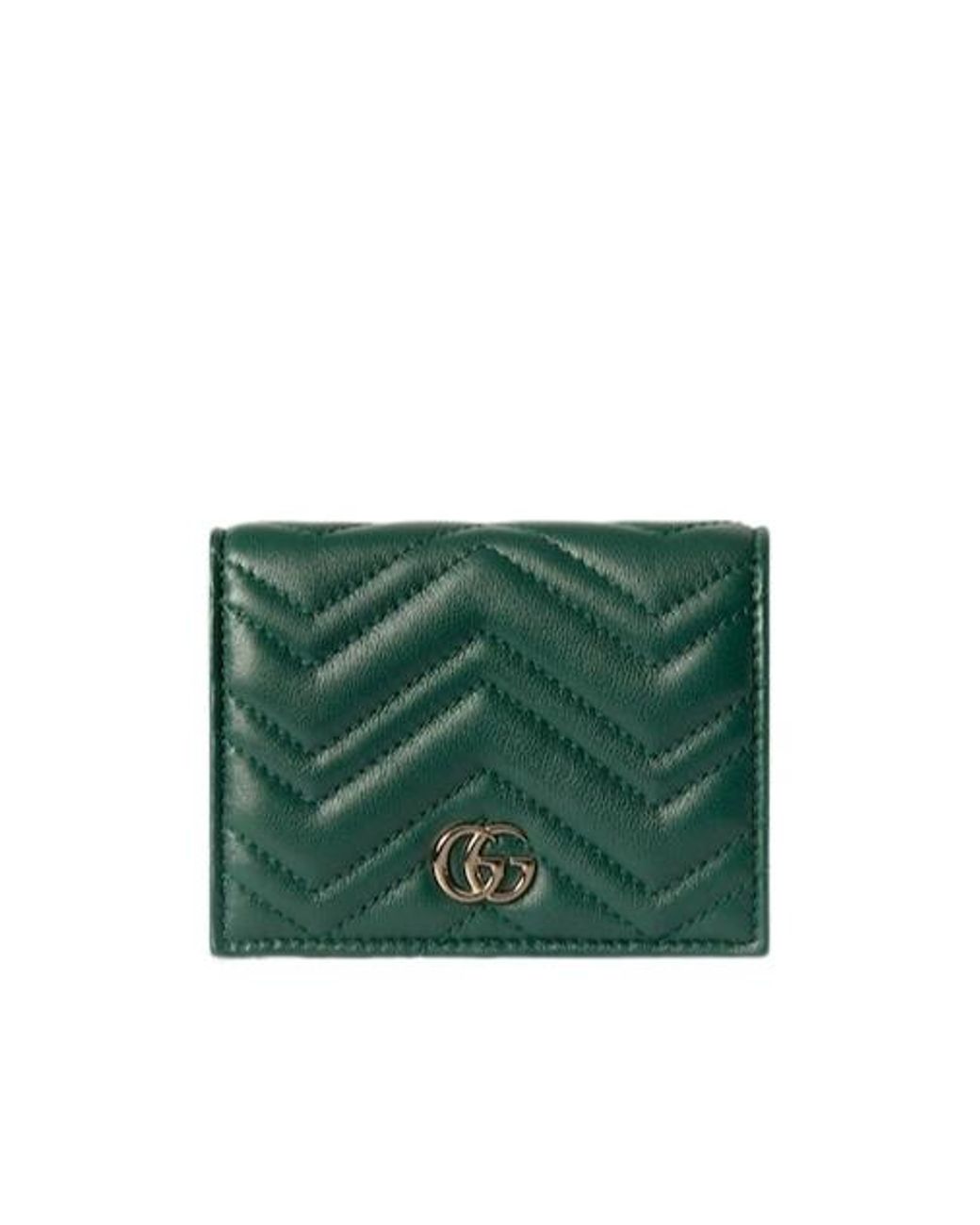 Gucci Green Gg Marmont Card Case Wallet