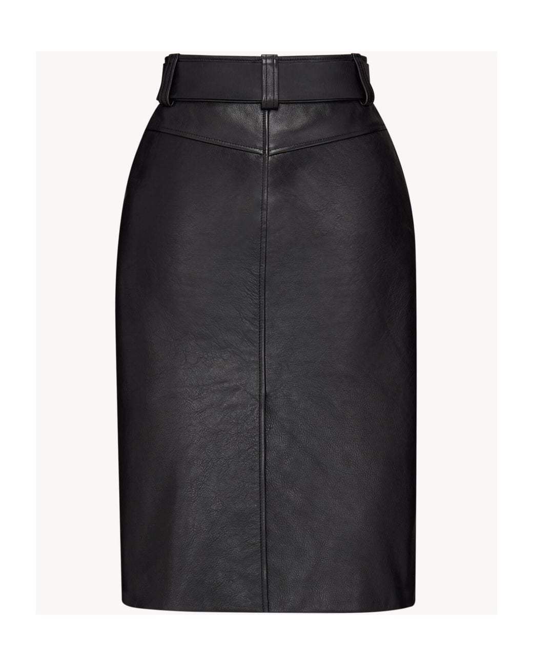 Saint Laurent Black Belted Pencil Skirt
