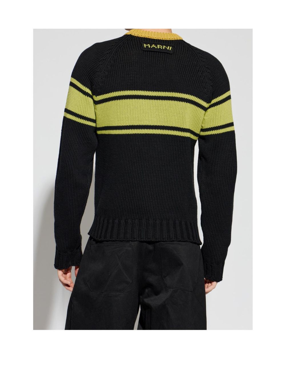 Marni Black Logo Intarsia Slim Jumper for men