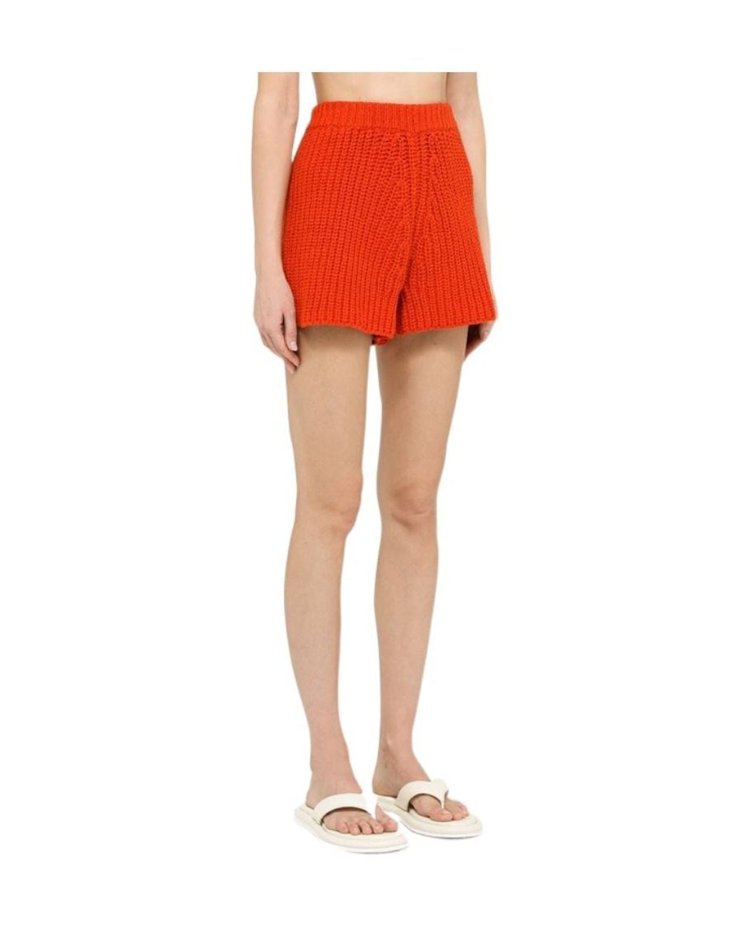 Alanui Orange Chunky-Knit Shorts