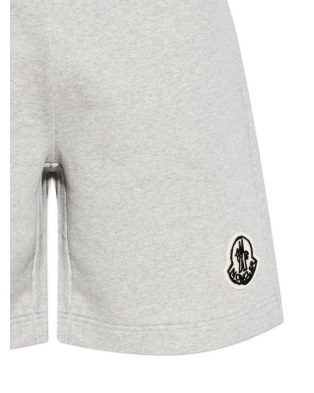 Moncler White Logo Patch Sweat Shorts for men