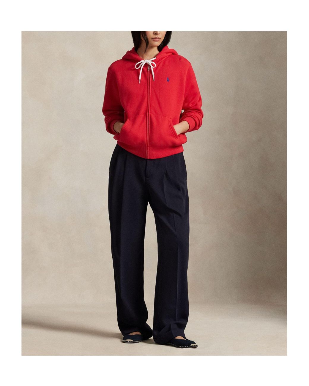 Polo Ralph Lauren Red Minimalist Stylish Hooded Coat