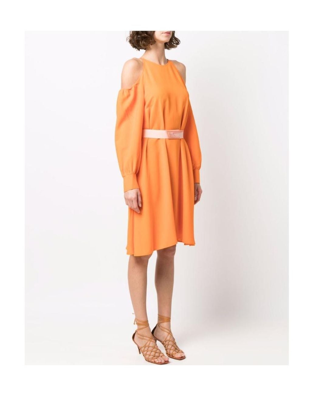 Stella McCartney Orange Off-Shoulder Midi Dress