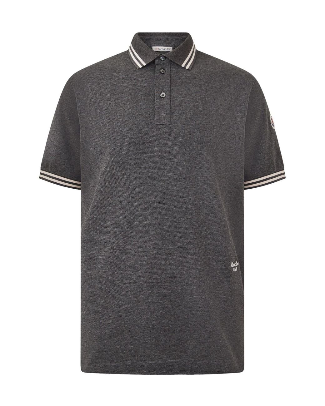 Moncler Gray Short-Sleeve Pique Polo Shirt for men