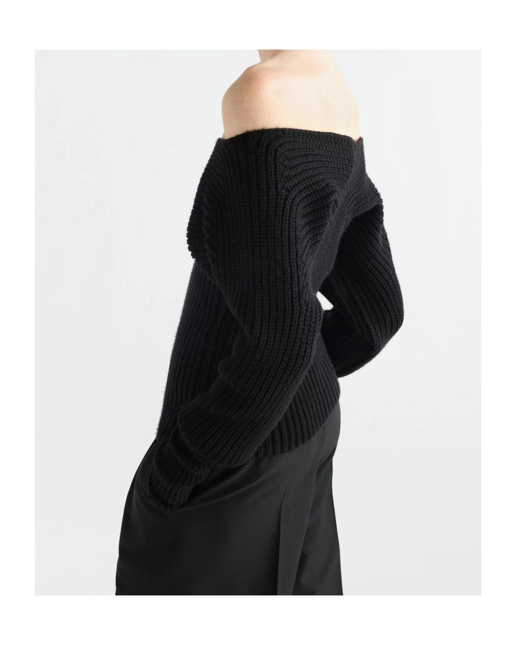 Lemaire Black Off-Shoulder Sweater