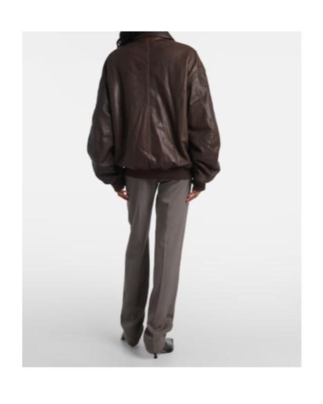 Calvin Klein Brown Johnson Leather Bomber Jacket