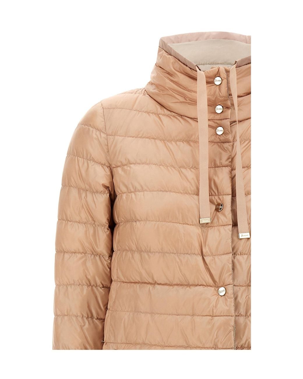 Herno Natural Quilted High-Neck Reversible Coat