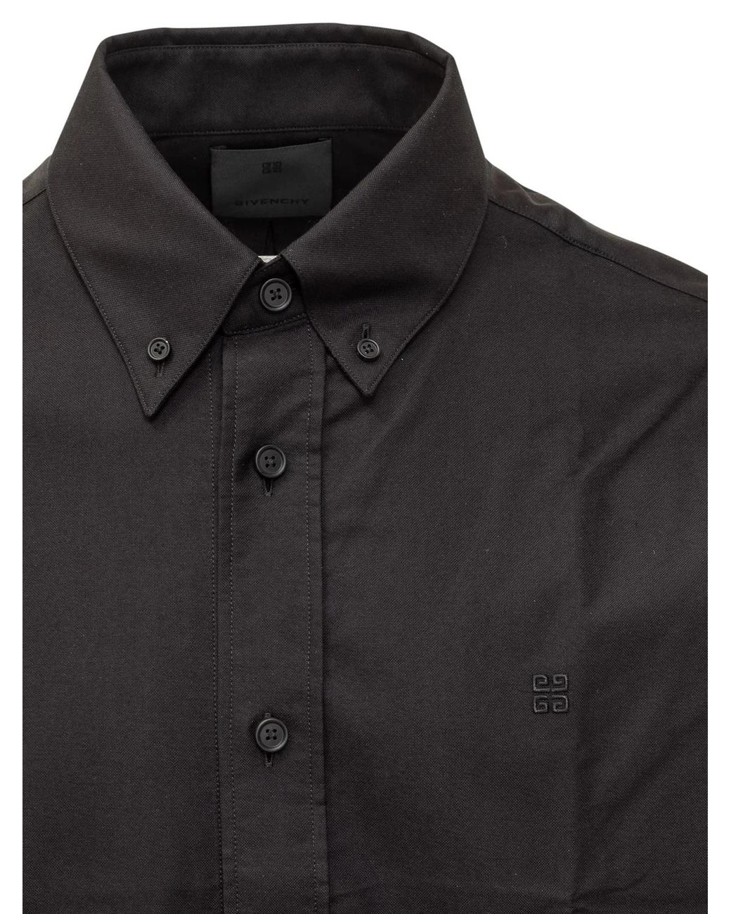 Givenchy Black 4G Embroidered Long-Sleeved Shirt for men