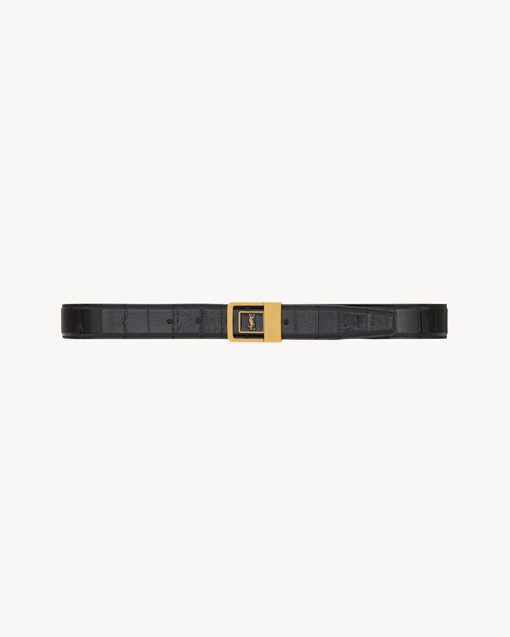 Saint Laurent White La 66 Buckle Belt