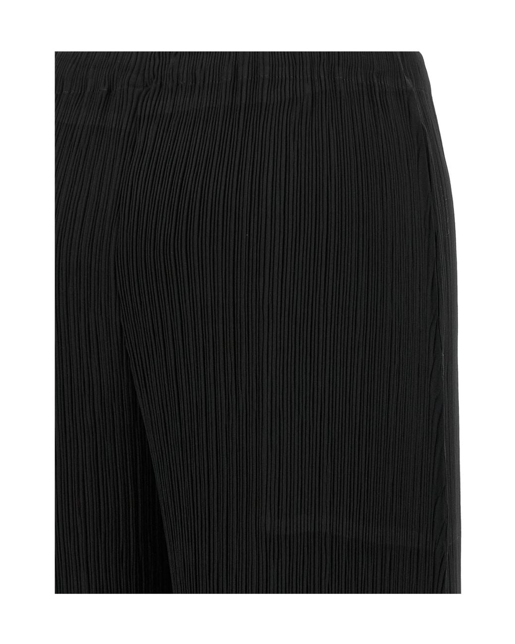 Issey Miyake Black Hatching Pleated Cropped Pants