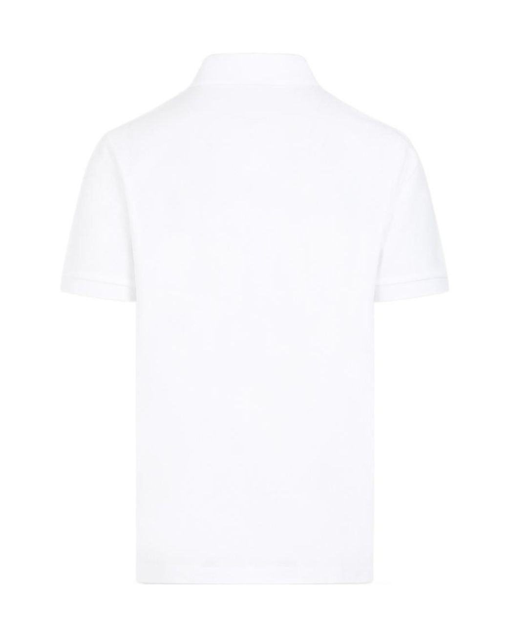 Moncler White Logo Patch Short-Sleeved Polo Shirt for men