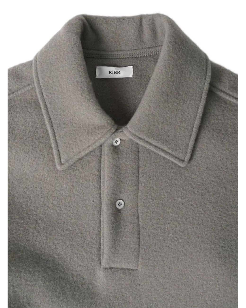 Rier Gray Fog Fleece Polo Shirt for men