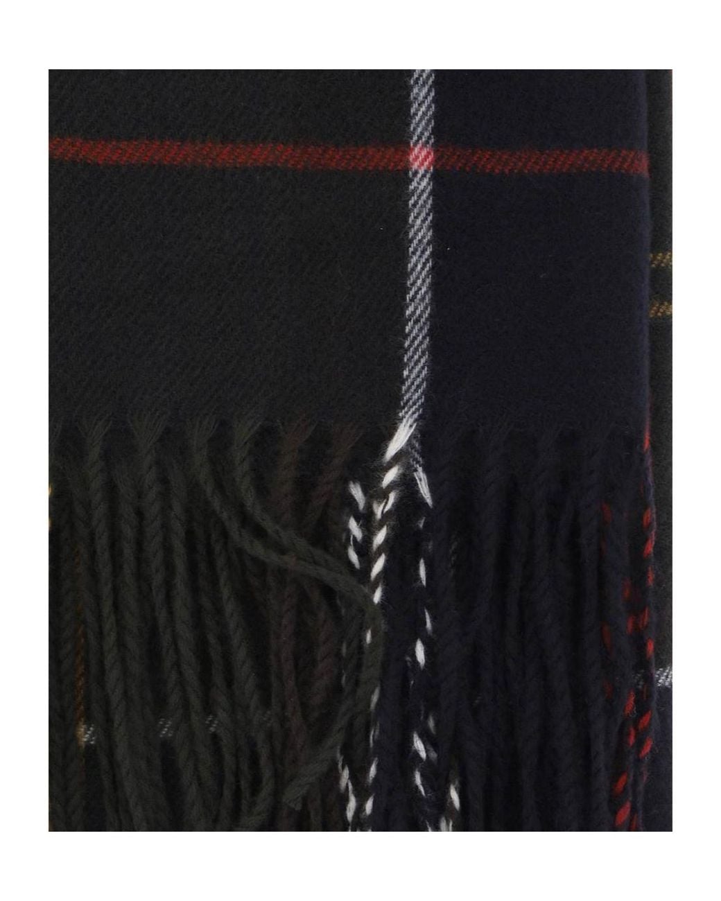 Barbour Black Check-Pattern Fringed Scarf