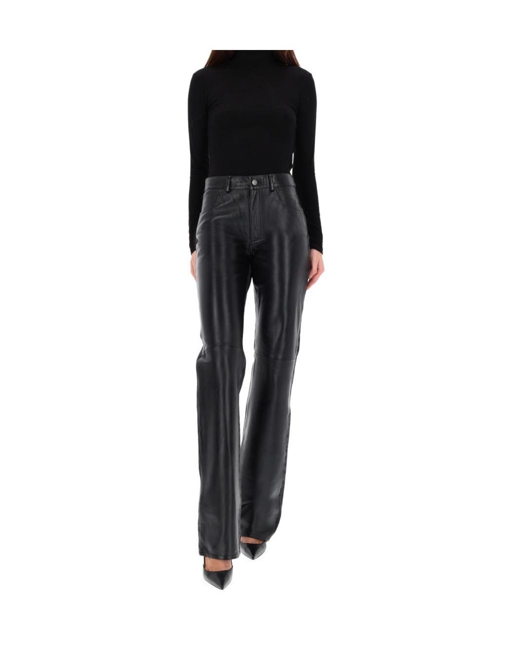 Haikure Blue Leather-Panel Jeans