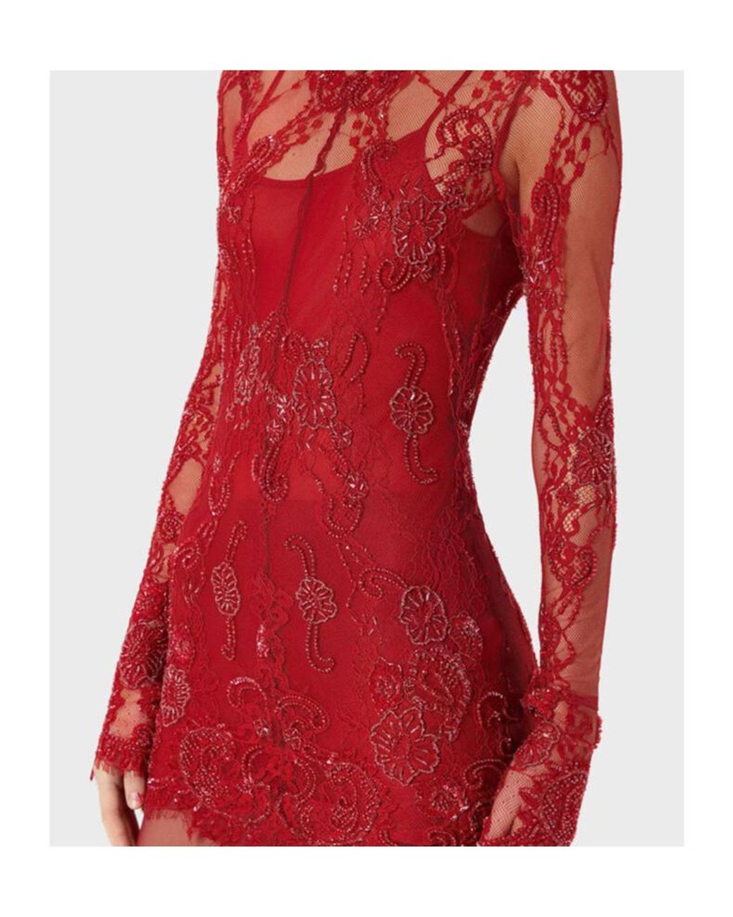 Blumarine Long-Sleeve Embroidered Mini Dress