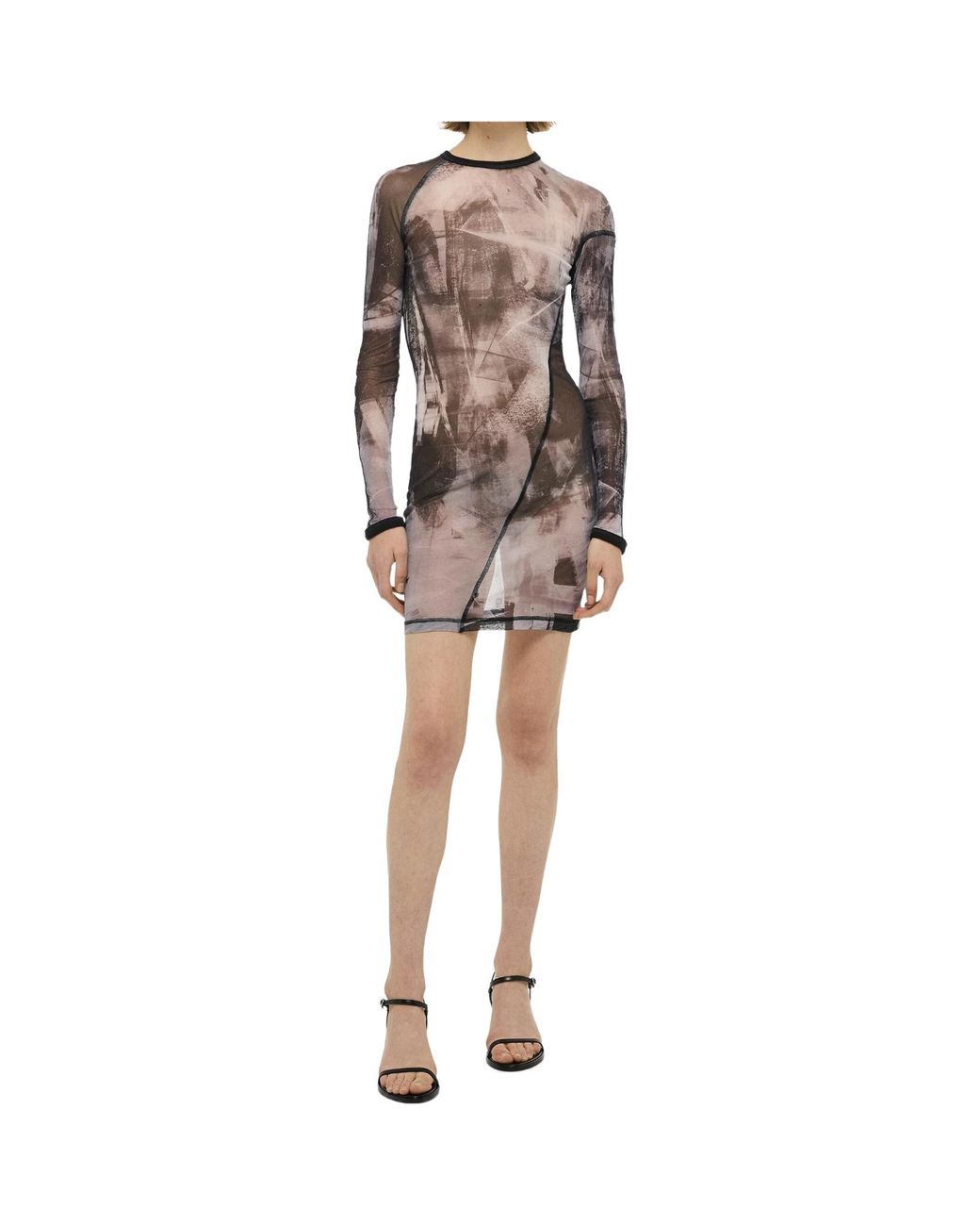Helmut Lang Gray Scribble Twisted Dress